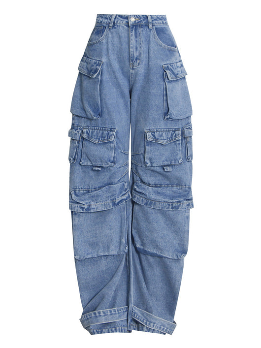 Jeans Vintage Patchwork de Cintura Alta y Pierna Ancha con Efecto Desgastado - Image 13