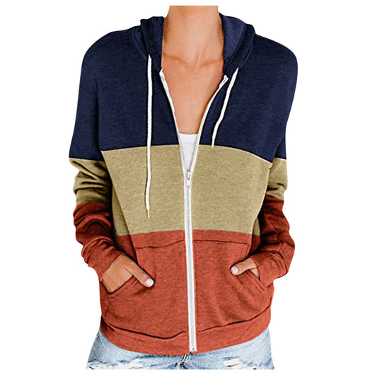 Cardigan Sudadera con Capucha y Contraste de Colores para Mujer - Estilo Europeo Otoño Invierno - Image 4
