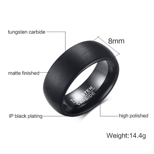 Anillo de Tungsteno Puro Plateado Negro Cepillado - Image 3