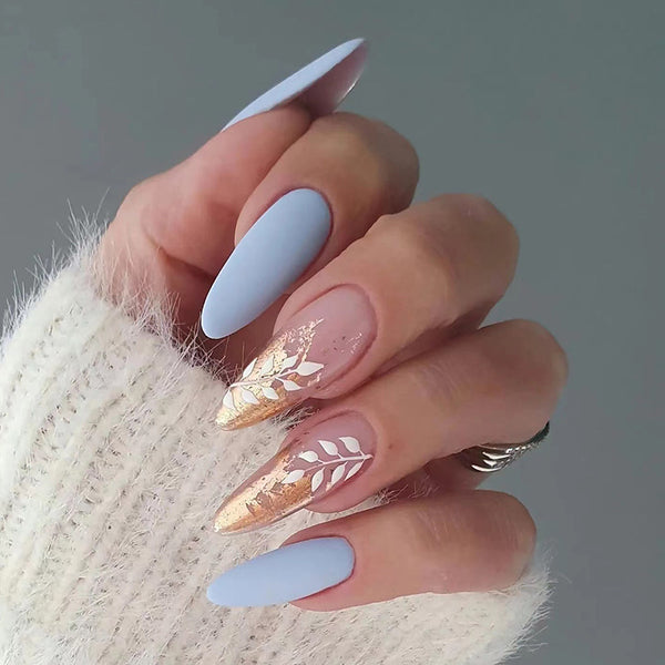 Parches de Manicura Azul Platinado Mate