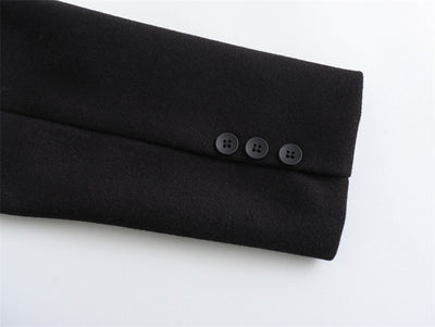 Abrigo de Lana Doble Botonadura Cuello V para Mujer - Negro - Image 19