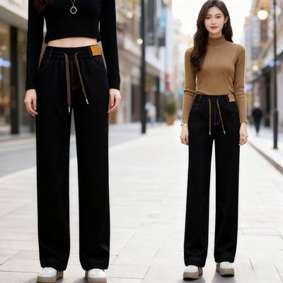 Pantalones Vaqueros Rectos de Cintura Alta con Forro Polar y Pierna Ancha - Image 6