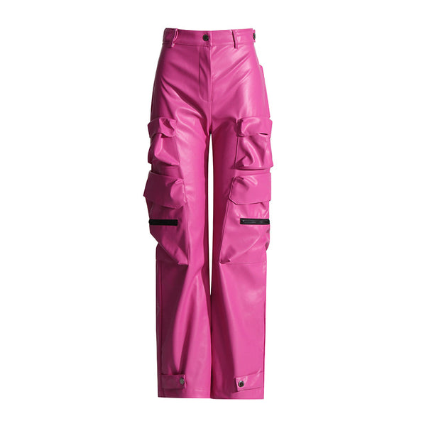 Overol de Diseño PU con Múltiples Bolsillos para Mujer