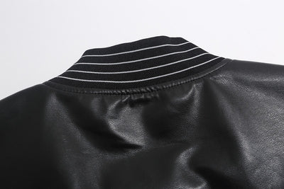 Chaqueta de Cuero PU para Motociclista con Costuras y Estampado - Image 16