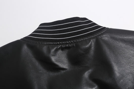 Chaqueta de Cuero PU para Motociclista con Costuras y Estampado - Image 16