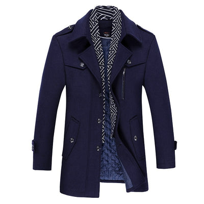 Abrigo Elegante de Lana para Hombre con Cuello Bufanda - Image 17