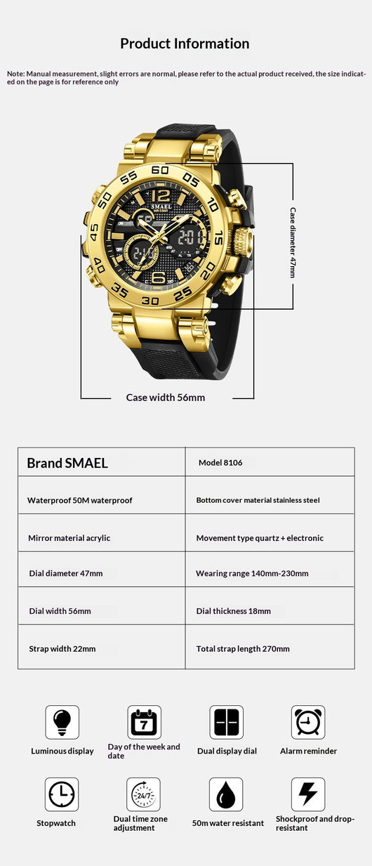 Reloj de Cuarzo SMAEL para Hombre - Diseño Elegante y Sofisticado - Image 13