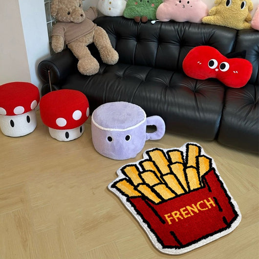 Alfombra de Felpa Infantil Diseño Papas Fritas Americanas para Dormitorio - Image 6