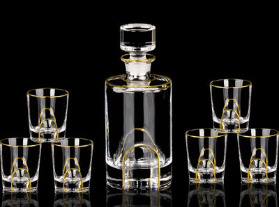Juego de Copas de Cristal para Whisky y Vino con Detalles Dorados - Image 3