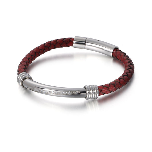Pulsera de Cuero Trenzado para Hombre con Acero Inoxidable - Image 8