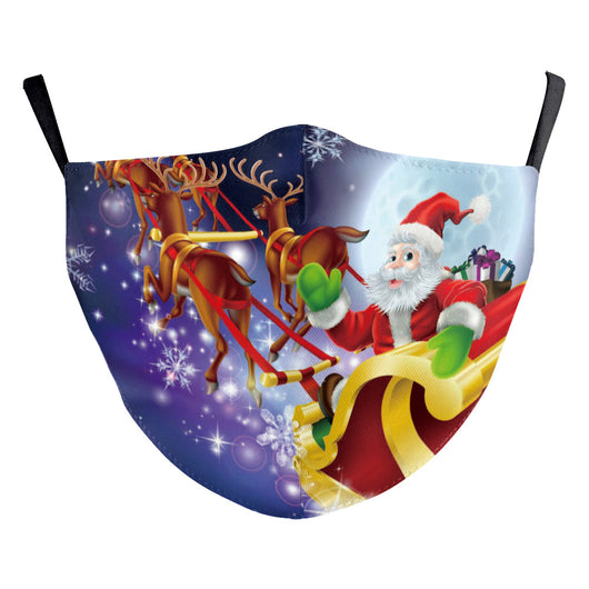 Christmas dust mask with a cartoon kitten in a Santa hat singing carols next to a decorated Christmas tree. - Image 3