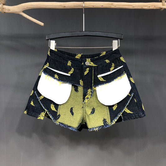 Shorts Vaqueros Ajustados de Cintura Alta para Mujer