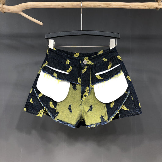 Shorts Vaqueros Ajustados de Cintura Alta para Mujer