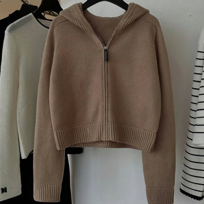 Cardigan Hoodie de Alpaca y Lana - Chaqueta Tejida con Cierre - Image 3