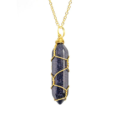 Collar Colgante de Cristal Hexagonal Envuelto a Mano con Piedra Natural - Image 16