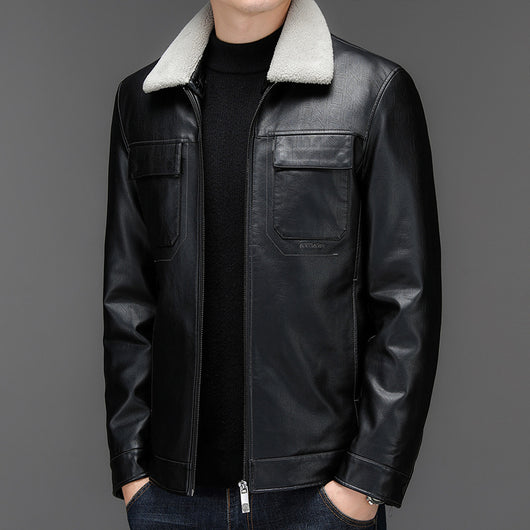 Chaqueta de Cuero Casual para Hombre - Otoño e Invierno - Image 13