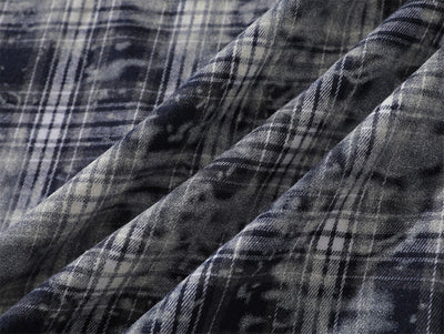 Camisa Manga Larga Cuadros Tie-Dye Vintage Hombre Estilo Retro - Image 8
