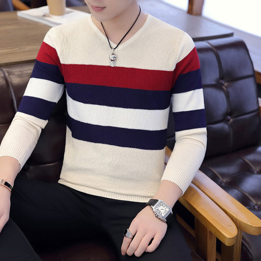 Suéter Cuello V Hombre Estilo Coreano Manga Larga - Image 11