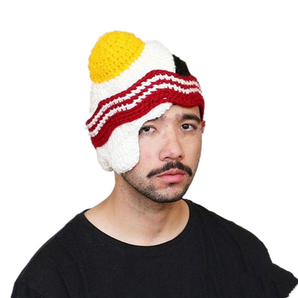 Gorro Tejido a Mano Huevo Divertido para Fiestas Invernales