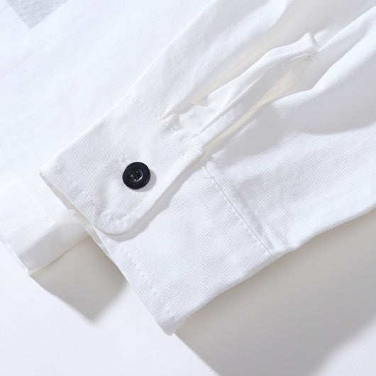Camisa Manga Larga con Estampado de Solapa Suelta para Hombre - Image 4