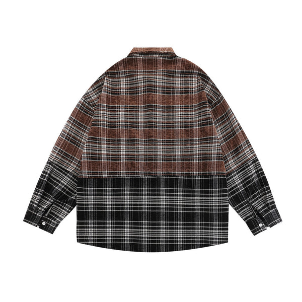 Camisa Cuadriculada Mujer Primavera Otoño Diseño Bordado Manga Larga