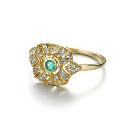 Anillo de Esmeralda Natural Vintage con Circón - Image 4