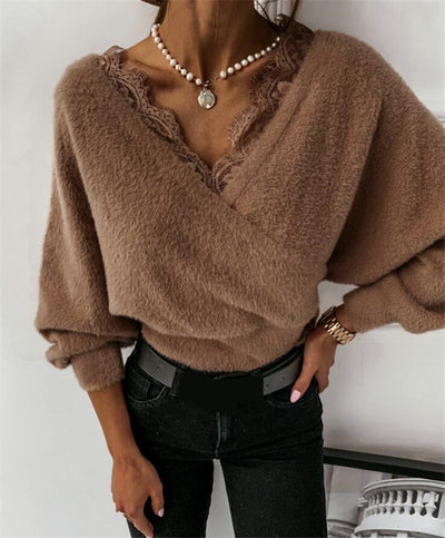 Blusa Térmica de Encaje en Colores Sólidos con Manga Larga - Image 6
