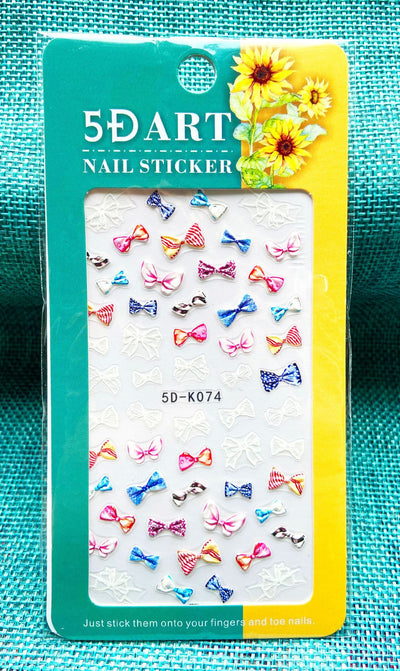Stickers de Uñas 3D con Relieve - Diseño Cuadros y Moños para Verano - Image 28