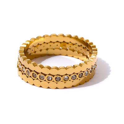 Anillo de Acero Titanio con Diamante 3 en 1 para Mujer - Image 5