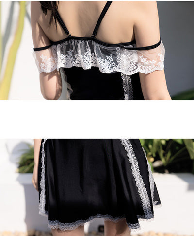 Traje de Baño Enterizo Negro Talla Grande con Encaje - Image 13
