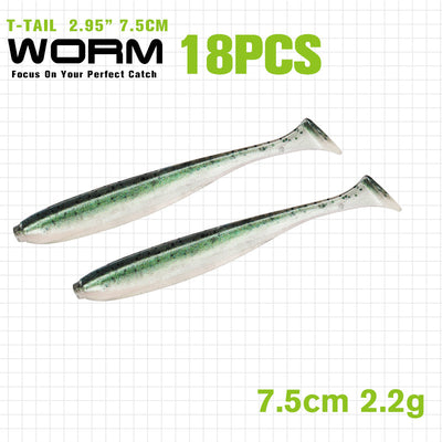 Gusano Artificial T-tail 55 75mm - Anzuelo de Pesca Realista - Image 15