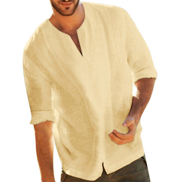 Playera de Algodón y Lino en Colores Lisos - Image 4
