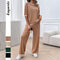 Conjunto de 2 Piezas: Blusa Suelta de Punto con Contraste + Pantalón
