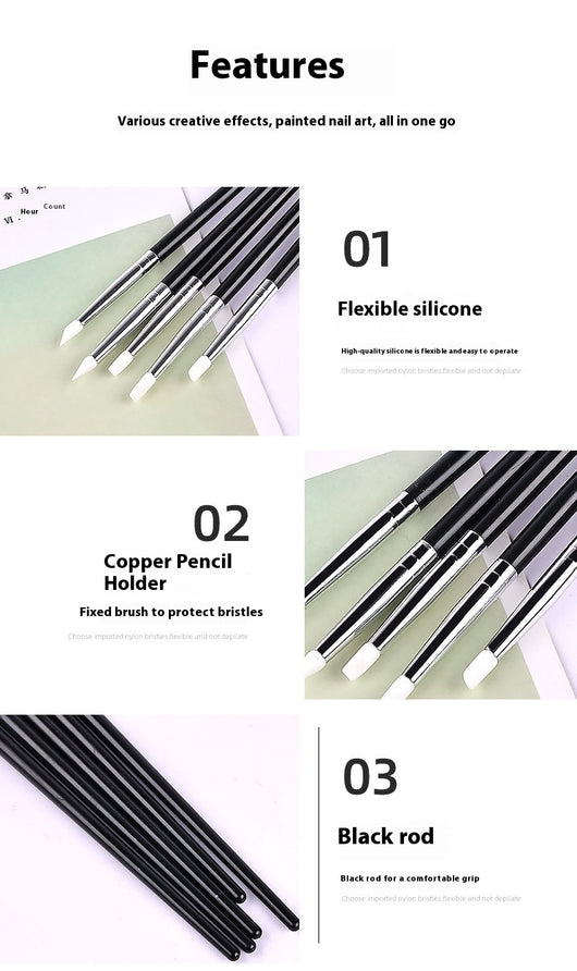 Set de Bolígrafos de Silicona Suave para Nail Art con Diseño Hueco Pintado - Image 7