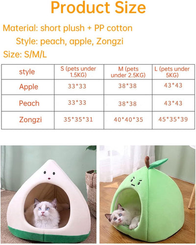 Cama Nido para Gatos Forma Durazno Manzana - Sofá Acogedor Removible para Mascotas - Image 13