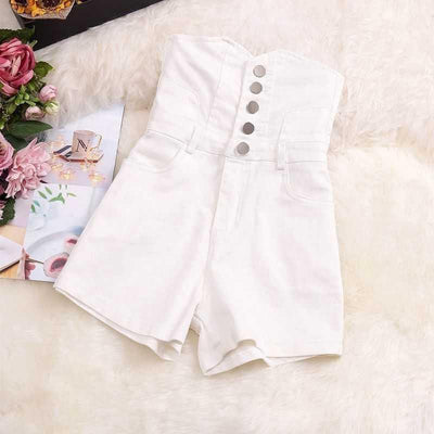 Shorts Denim Cintura Alta Slim Pierna Ancha Negro Multiuso - Image 10