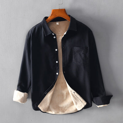 Chaqueta Camisa Térmica Casual para Hombre con Forro de Terciopelo - Image 9