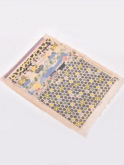 Ceramic plate with yellow cartoon leopard cat underglaze decals and a sheet of the same decals. - Image 19