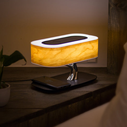 Lámpara de Escritorio Árbol LED con Cargador Inalámbrico y Parlante Bluetooth