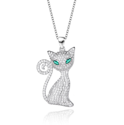 Collar Gato Ojos Verdes en Plata - Diseño Europeo - Image 2