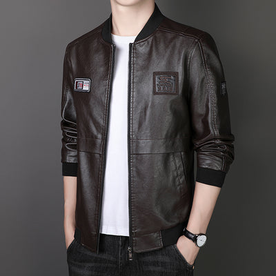 Chaqueta de Cuero Sintético Tide Casual Talla Grande para Hombre