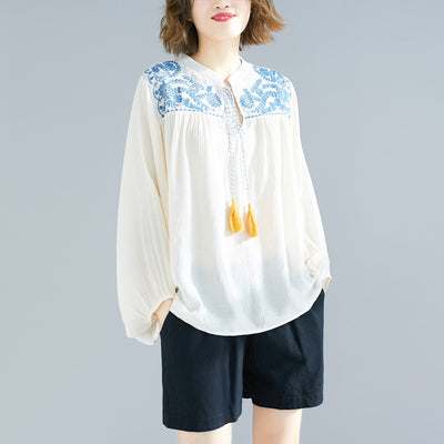 Blusa Oversized Suelta con Borlas y Bordados para Mujer - Image 7