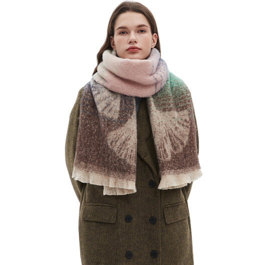 Bufanda Estilo Europeo Jacquard Hoja de Ginkgo - Image 3