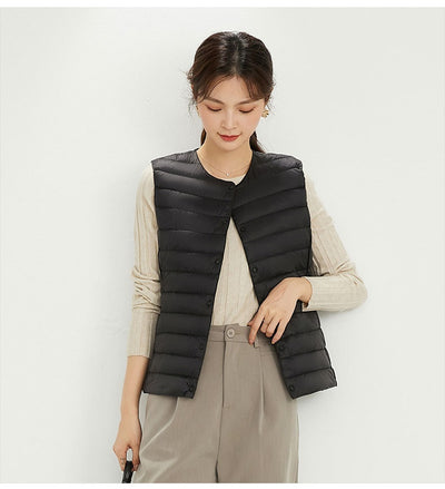 Chaleco Acolchado Ligero para Mujer - Cuello Redondo Cálido y Versátil - Image 25