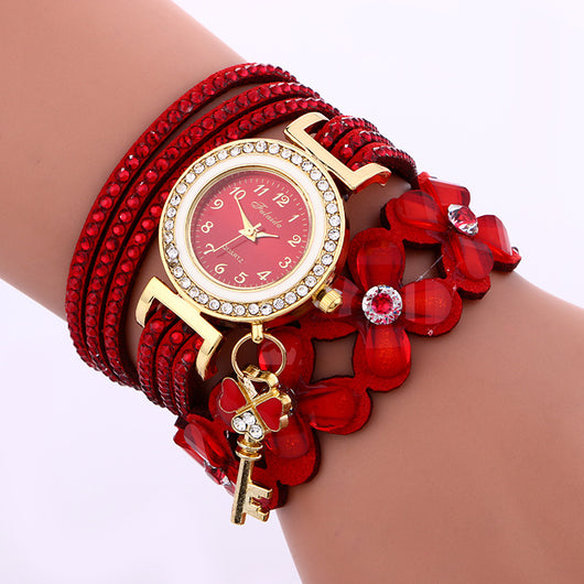 Reloj Pulsera de Cristal y Strass Dorado - Image 11