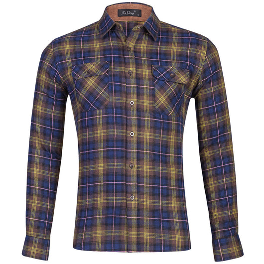 Camisa de Cuadros Doble Bolsa Manga Larga para Hombre - Image 16