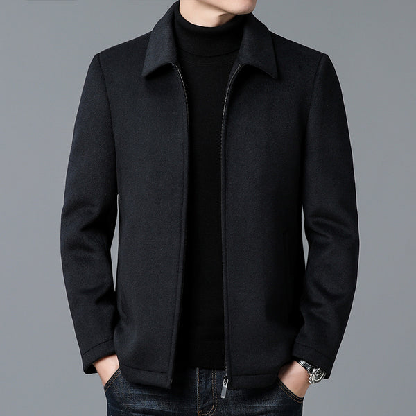 Abrigo de Lana con Cuello Polo para Hombre - Elegancia Casual