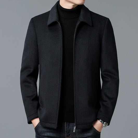 Abrigo de Lana con Cuello Polo para Hombre - Elegancia Casual - Image 2