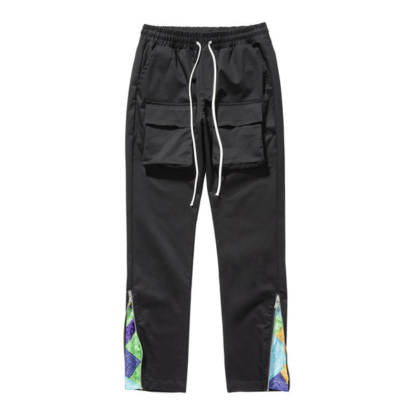 Pantalones Cargo Rectos con Múltiples Bolsillos Estampado Floral Cashew para Hombre