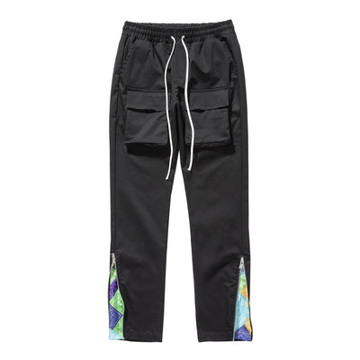 Pantalones Cargo Rectos con Múltiples Bolsillos Estampado Floral Cashew para Hombre